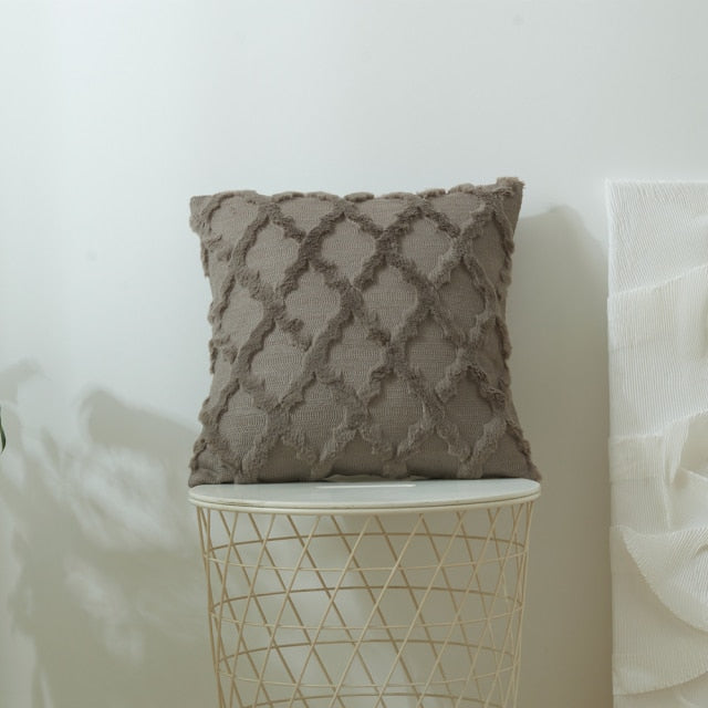 3D Rhombus Plush Pillow Cover Geometric Decorative Throw Pillow Case Soft Cozy Bed Sofa Cushion Cover for Nordic Home Fall Decor