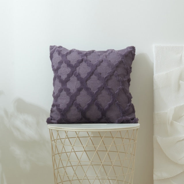 3D Rhombus Plush Pillow Cover Geometric Decorative Throw Pillow Case Soft Cozy Bed Sofa Cushion Cover for Nordic Home Fall Decor