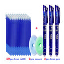 55pcs/set Colored Ink Erasable Pen Refills Rods 0.5mm Magic Erasable Gel Pen Washable Handle Office School Writing Stationery