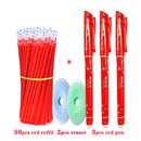 55pcs/set Colored Ink Erasable Pen Refills Rods 0.5mm Magic Erasable Gel Pen Washable Handle Office School Writing Stationery