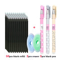 55pcs/set Colored Ink Erasable Pen Refills Rods 0.5mm Magic Erasable Gel Pen Washable Handle Office School Writing Stationery
