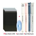 55pcs/set Colored Ink Erasable Pen Refills Rods 0.5mm Magic Erasable Gel Pen Washable Handle Office School Writing Stationery