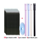 55pcs/set Colored Ink Erasable Pen Refills Rods 0.5mm Magic Erasable Gel Pen Washable Handle Office School Writing Stationery