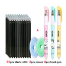 55pcs/set Colored Ink Erasable Pen Refills Rods 0.5mm Magic Erasable Gel Pen Washable Handle Office School Writing Stationery
