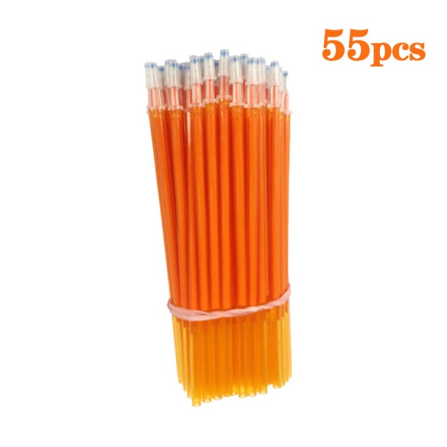 55pcs/set Colored Ink Erasable Pen Refills Rods 0.5mm Magic Erasable Gel Pen Washable Handle Office School Writing Stationery