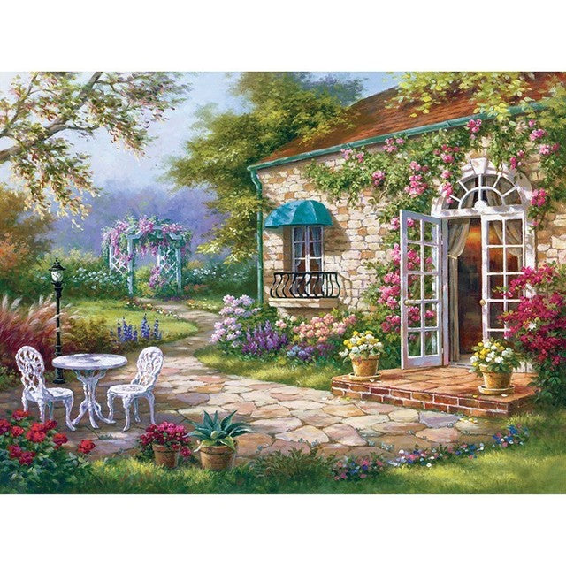 Villa Scenery DIY 5D Diamond Painting Full Round Resin Mosaic Landscape Diamond Embroidery Picture Rhinestone Home Decor Gift