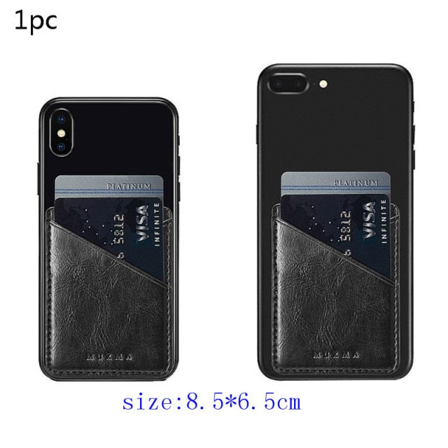 Mobile Phone Credit Card Wallet Holder Pocket Stick-On Adhesive Elastic Tool