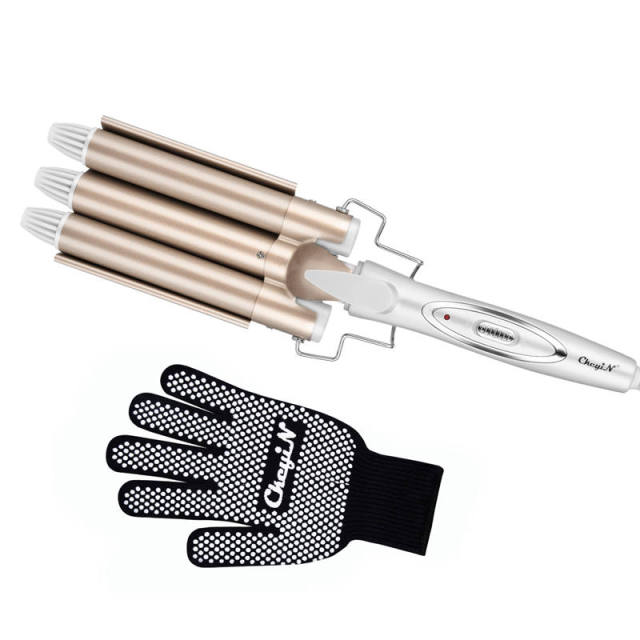 Anion Triple Barrel Hair Curling Wand Ceramic Triple Barrel Curling Iron Hair Curler Roller Corrugation Hair Waver Styling Tools