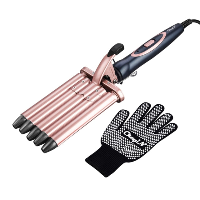 Anion Triple Barrel Hair Curling Wand Ceramic Triple Barrel Curling Iron Hair Curler Roller Corrugation Hair Waver Styling Tools