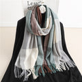 Luxury Plaid Scarf Winter Warm Cashmere Women Long Pashmina Foulard Female Scarves Lady Tassel Shawl Wraps 2021 Design New