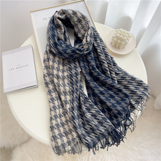 Luxury Plaid Scarf Winter Warm Cashmere Women Long Pashmina Foulard Female Scarves Lady Tassel Shawl Wraps 2021 Design New