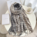 Luxury Plaid Scarf Winter Warm Cashmere Women Long Pashmina Foulard Female Scarves Lady Tassel Shawl Wraps 2021 Design New