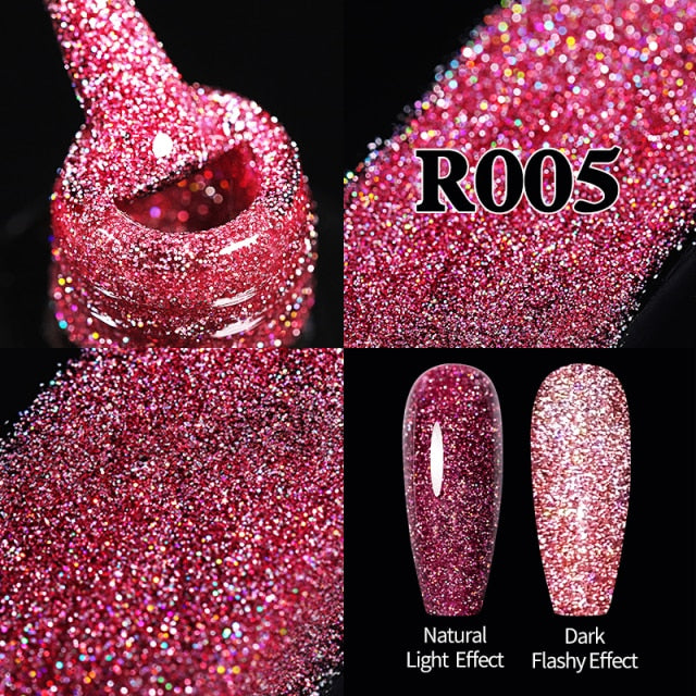 UR SUGAR 7.5ml Pink Reflective Glitter Gel Nail Polish Silver Purple Sequins Soak Off UV Gel Nail Art Manicuring Nail Gel