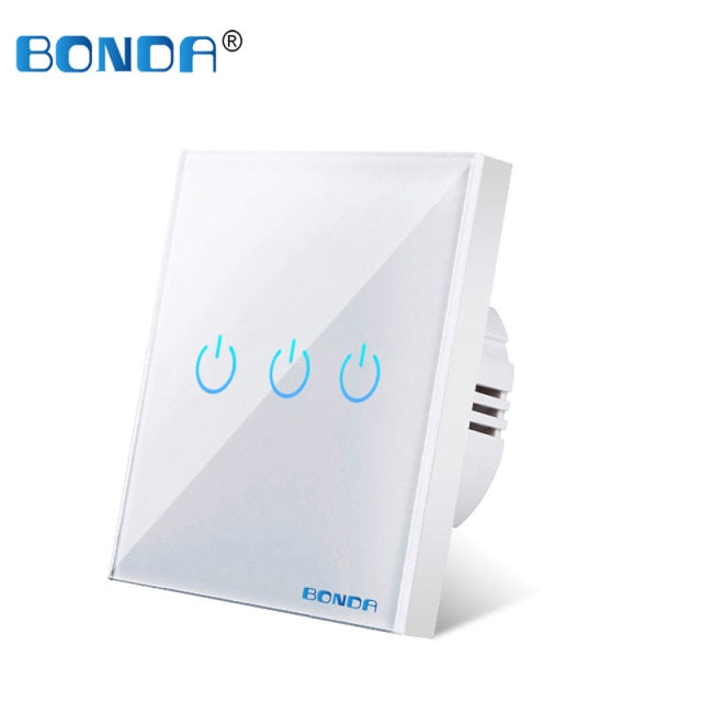 Light Touch Switch Sensor EU Standard Tempered Crystal Glass Panel 4 Color Power 1/2/3 Gang 1 Way 220V Wall Lamp Switches On Off