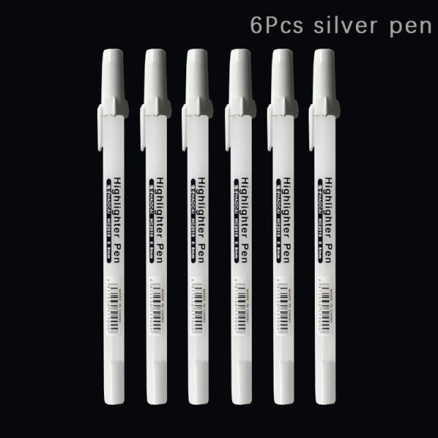 12PCS/lot 0.7mm Paint Marker Permanent Marker Graffiti Metalic Marker Pens Gold Silver White Pen Writting Drawing Art Supplies