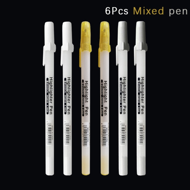 12PCS/lot 0.7mm Paint Marker Permanent Marker Graffiti Metalic Marker Pens Gold Silver White Pen Writting Drawing Art Supplies