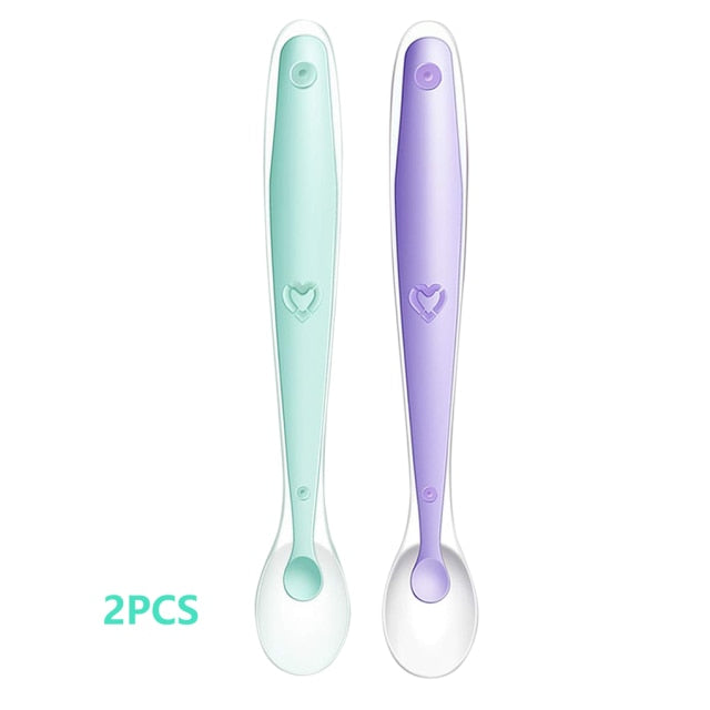 Baby Silicone Soft Spoon Training Feeding Spoons for Children kids  Infants Temperature Sensing