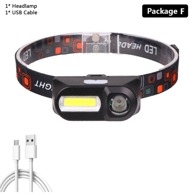 High Quality Sensor With Built-in 18650 Battery Q5 LED Headlamp COB Light with Magnet Waterproof Head Flashlight Lamp Headlight