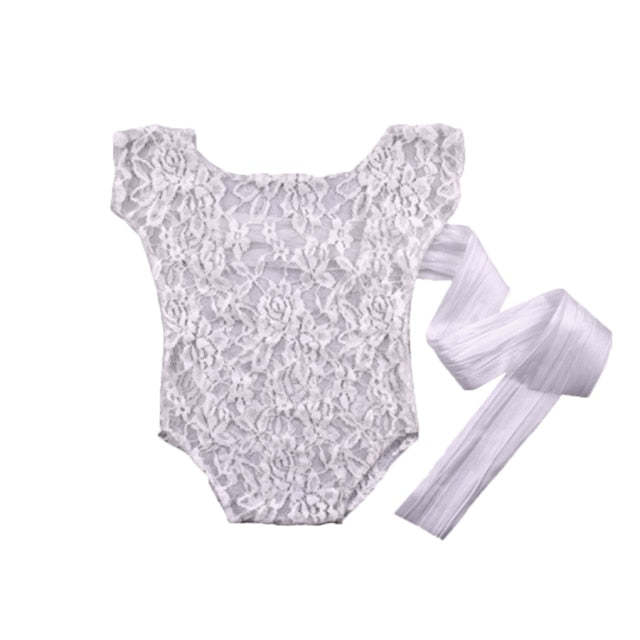 Baby Romper Deep V Backless Newborn Photo Photograph Props Lace Toddler Hollow Bow-knot Design Fotografia Accessories