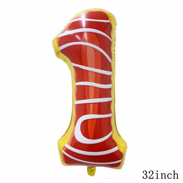 32Inch Donut Digital Foil Balloon Christmas Fruit Ice Cream Helium Balloon Birthday Party Decoration Kids Digital Balloon Showe