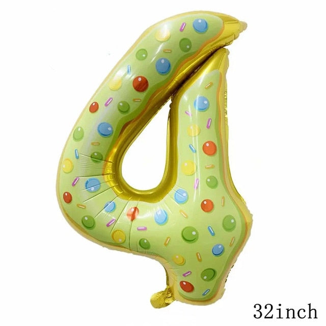32Inch Donut Digital Foil Balloon Christmas Fruit Ice Cream Helium Balloon Birthday Party Decoration Kids Digital Balloon Showe