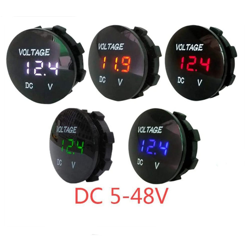 Mini Round Waterproof Motorboat Motorcycle DC5V-48V LED Panel Digital Voltmeter Tester Monitor Display Voltmeter