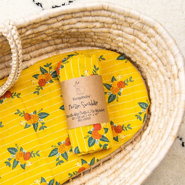 Kangobaby Fashion Muslin Swaddle Cloth Diaper Wrap Baby Receiving Blanket Squares Babyroom Decor 120x120cm 100% Cotton