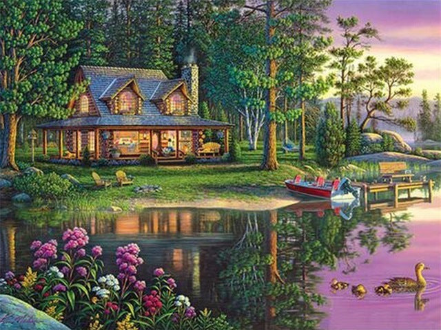 DIY 5D Diamond Painting Landscape Sunset Cross Stitch Kit Full Square Embroidery Scenery Mosaic Art Picture of Rhinestones Decor