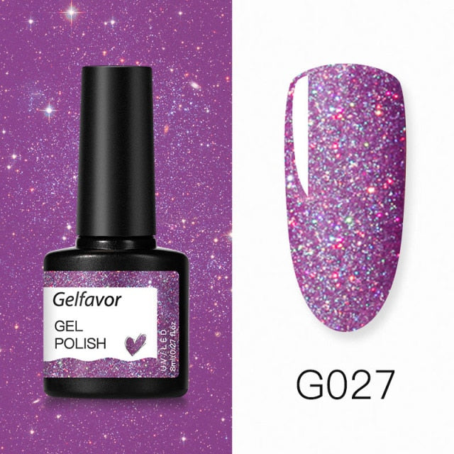 GELFAVOR Gel Nail Polish Glitter 8ML Semi-permanent Varnish Hybrid UV Nail Gel Polish For Manicure Nail Art Design Gel Varnishes