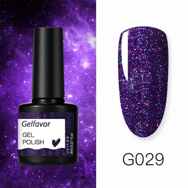 GELFAVOR Gel Nail Polish Glitter 8ML Semi-permanent Varnish Hybrid UV Nail Gel Polish For Manicure Nail Art Design Gel Varnishes