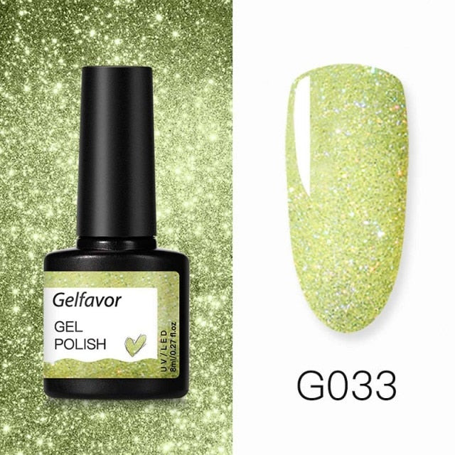 GELFAVOR Gel Nail Polish Glitter 8ML Semi-permanent Varnish Hybrid UV Nail Gel Polish For Manicure Nail Art Design Gel Varnishes