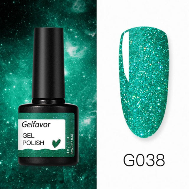 GELFAVOR Gel Nail Polish Glitter 8ML Semi-permanent Varnish Hybrid UV Nail Gel Polish For Manicure Nail Art Design Gel Varnishes