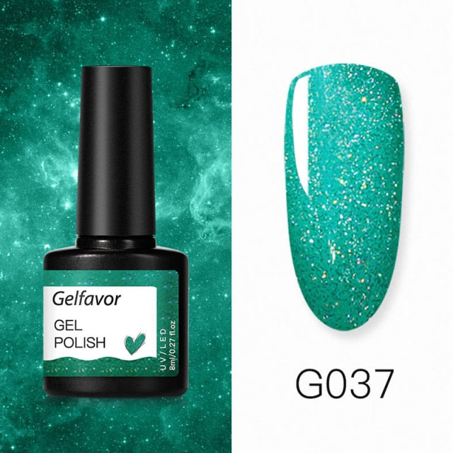 GELFAVOR Gel Nail Polish Glitter 8ML Semi-permanent Varnish Hybrid UV Nail Gel Polish For Manicure Nail Art Design Gel Varnishes