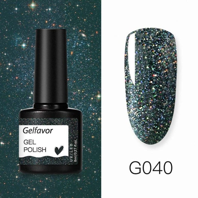 GELFAVOR Gel Nail Polish Glitter 8ML Semi-permanent Varnish Hybrid UV Nail Gel Polish For Manicure Nail Art Design Gel Varnishes