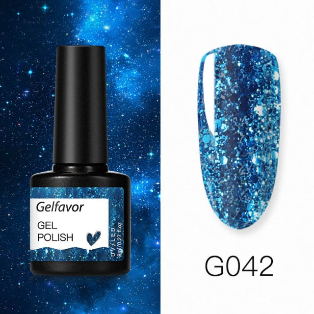 GELFAVOR Gel Nail Polish Glitter 8ML Semi-permanent Varnish Hybrid UV Nail Gel Polish For Manicure Nail Art Design Gel Varnishes