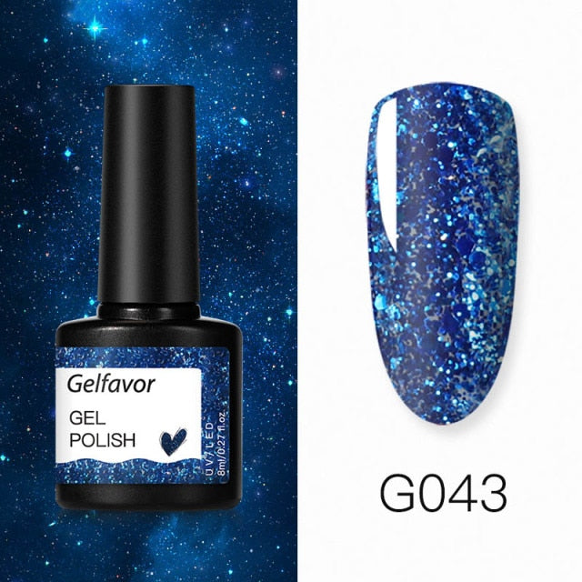 GELFAVOR Gel Nail Polish Glitter 8ML Semi-permanent Varnish Hybrid UV Nail Gel Polish For Manicure Nail Art Design Gel Varnishes