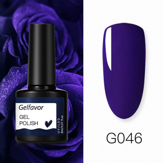 GELFAVOR Gel Nail Polish Glitter 8ML Semi-permanent Varnish Hybrid UV Nail Gel Polish For Manicure Nail Art Design Gel Varnishes