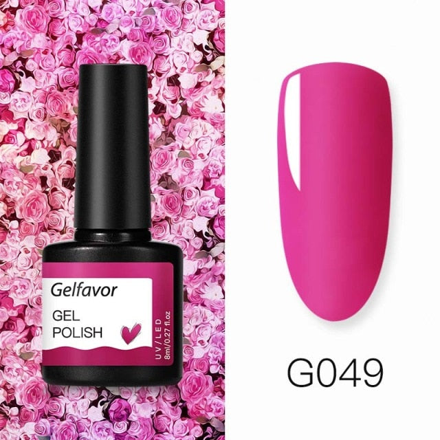 GELFAVOR Gel Nail Polish Glitter 8ML Semi-permanent Varnish Hybrid UV Nail Gel Polish For Manicure Nail Art Design Gel Varnishes