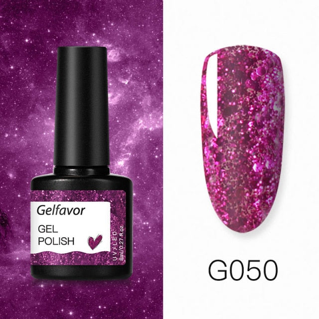GELFAVOR Gel Nail Polish Glitter 8ML Semi-permanent Varnish Hybrid UV Nail Gel Polish For Manicure Nail Art Design Gel Varnishes