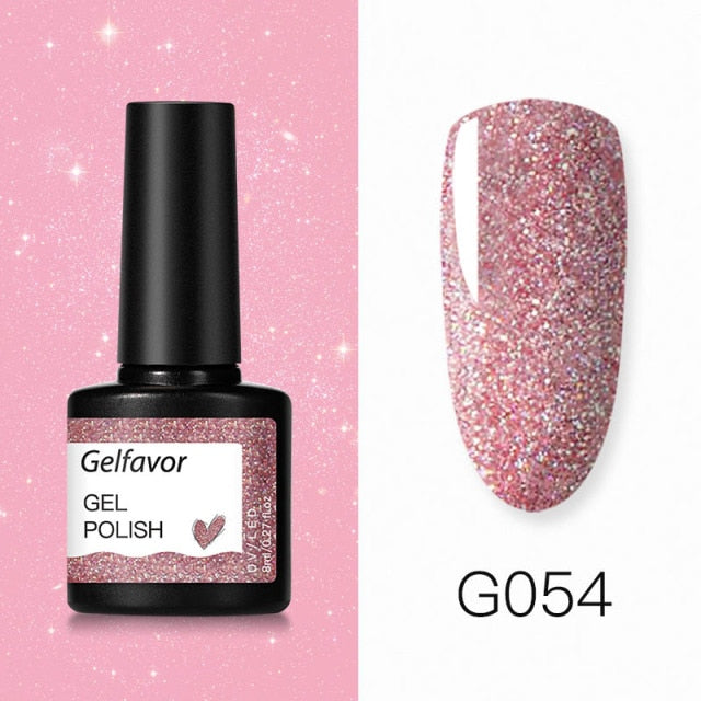 GELFAVOR Gel Nail Polish Glitter 8ML Semi-permanent Varnish Hybrid UV Nail Gel Polish For Manicure Nail Art Design Gel Varnishes