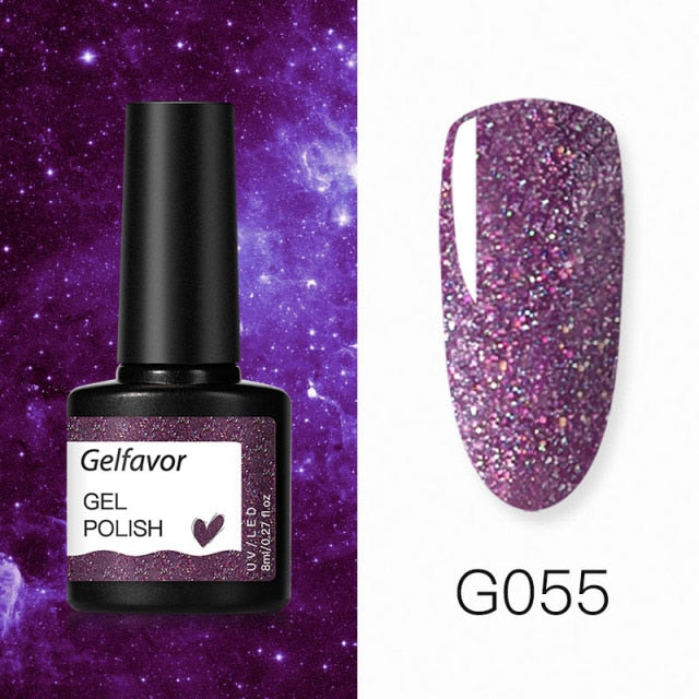 GELFAVOR Gel Nail Polish Glitter 8ML Semi-permanent Varnish Hybrid UV Nail Gel Polish For Manicure Nail Art Design Gel Varnishes