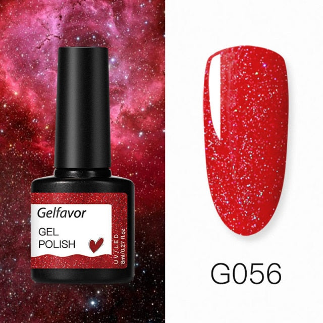 GELFAVOR Gel Nail Polish Glitter 8ML Semi-permanent Varnish Hybrid UV Nail Gel Polish For Manicure Nail Art Design Gel Varnishes