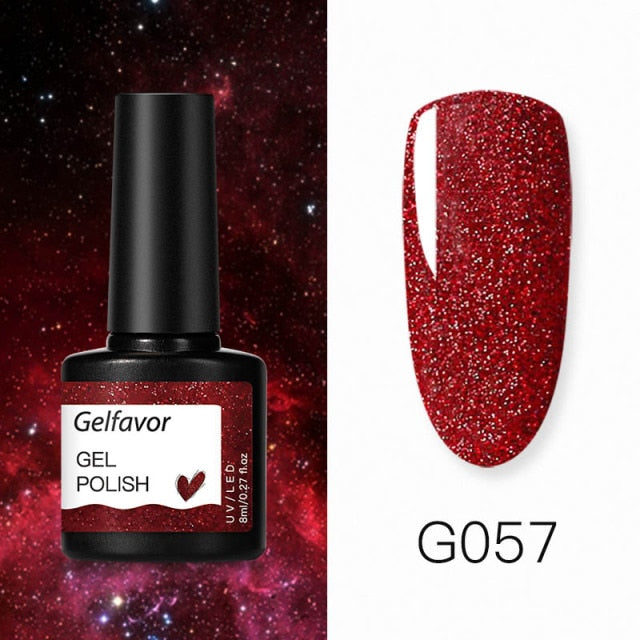 GELFAVOR Gel Nail Polish Glitter 8ML Semi-permanent Varnish Hybrid UV Nail Gel Polish For Manicure Nail Art Design Gel Varnishes