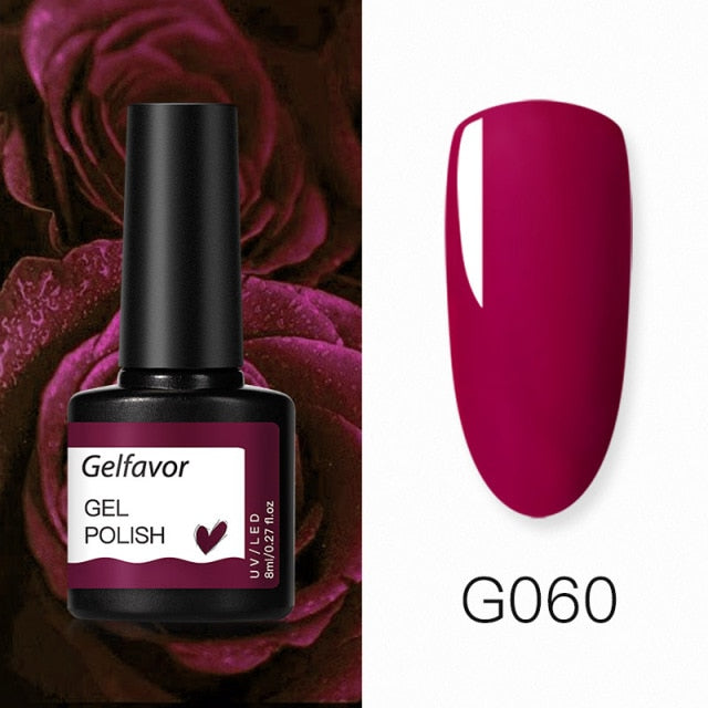 GELFAVOR Gel Nail Polish Glitter 8ML Semi-permanent Varnish Hybrid UV Nail Gel Polish For Manicure Nail Art Design Gel Varnishes