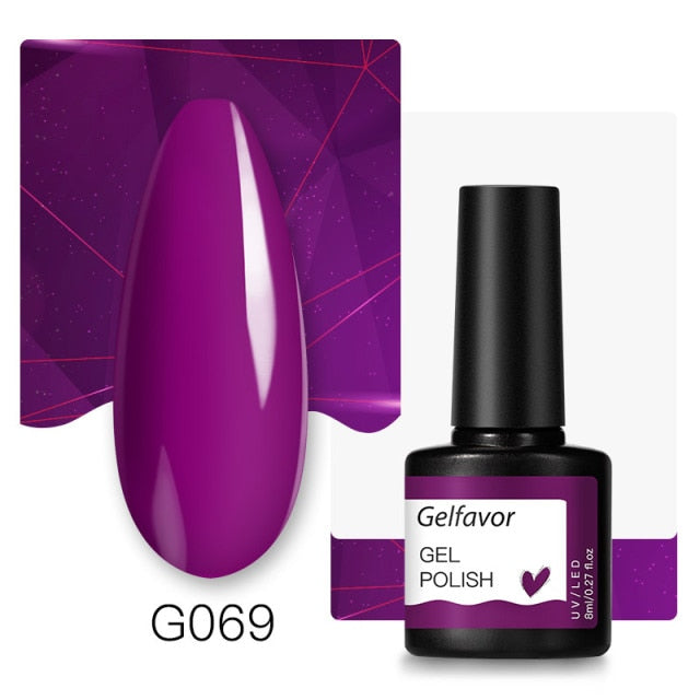 GELFAVOR Gel Nail Polish Glitter 8ML Semi-permanent Varnish Hybrid UV Nail Gel Polish For Manicure Nail Art Design Gel Varnishes