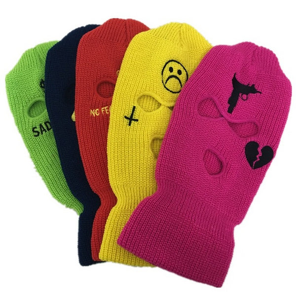 Neon Balaclava Three-hole Ski Mask Tactical Mask Full Face Mask Winter Hat Halloween Party Mask Limited Embroidery