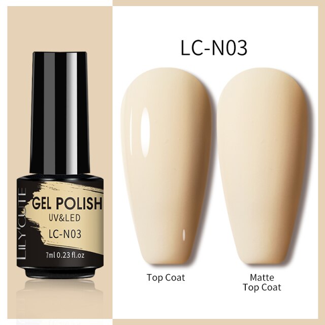 LILYCUTE 7ml Gel Nail Polish Semi Permanent Solid Gel Polish Lamp Varnishes Soak Off Nail Art Manicure Top Coat Gellak DIY Gel