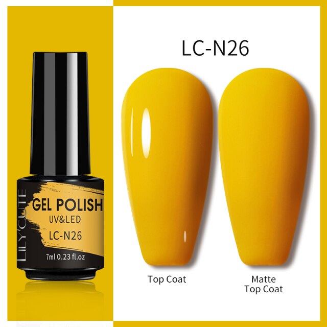 LILYCUTE 7ml Gel Nail Polish Semi Permanent Solid Gel Polish Lamp Varnishes Soak Off Nail Art Manicure Top Coat Gellak DIY Gel
