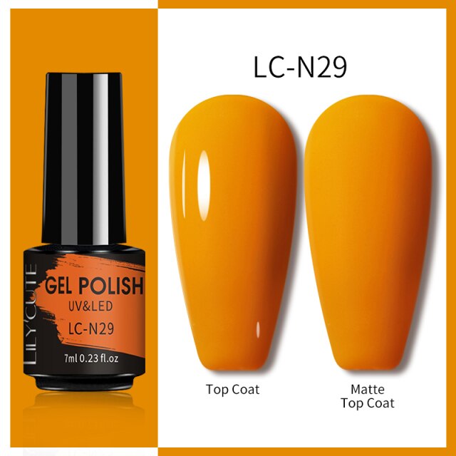 LILYCUTE 7ml Gel Nail Polish Semi Permanent Solid Gel Polish Lamp Varnishes Soak Off Nail Art Manicure Top Coat Gellak DIY Gel