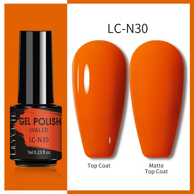 LILYCUTE 7ml Gel Nail Polish Semi Permanent Solid Gel Polish Lamp Varnishes Soak Off Nail Art Manicure Top Coat Gellak DIY Gel